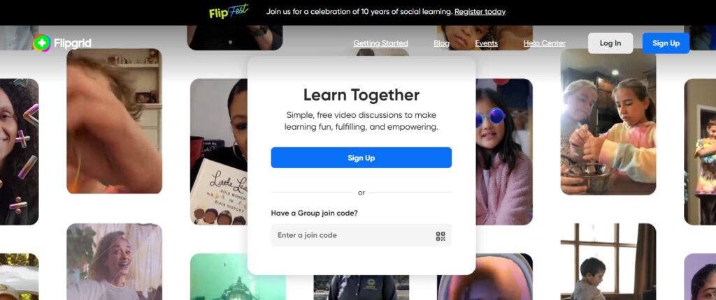 Flipgrid homepage