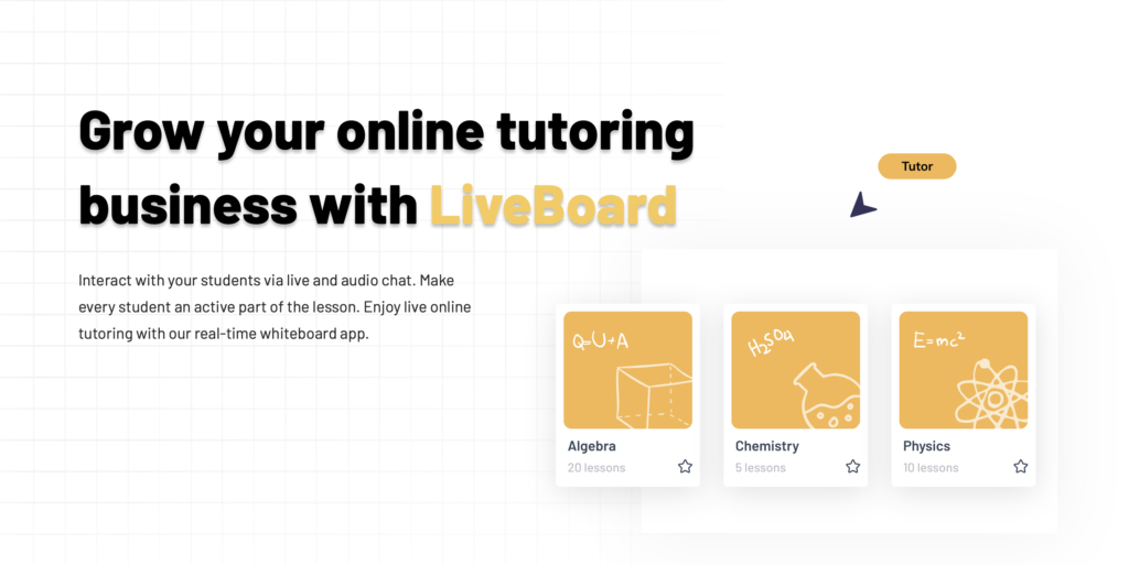 LiveBoard online tutoring whiteboard