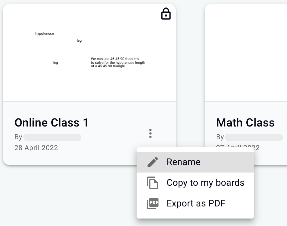 How to rename lesson board on LiveBoard