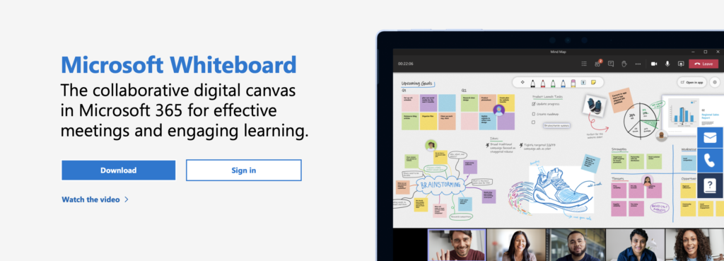Microsoft whiteboard for online teaching
