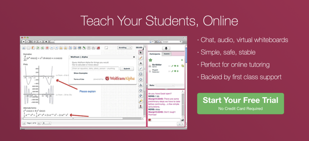 Scribblar online whiteboard for tutors