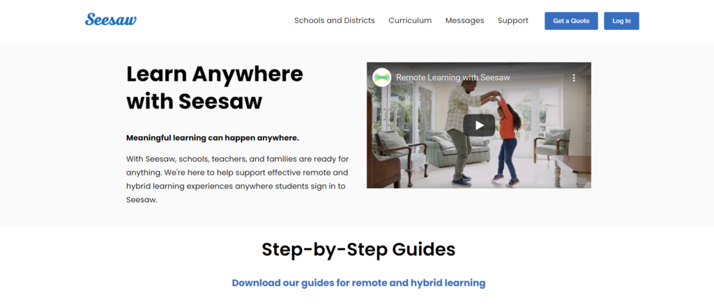 Seesaw homepage