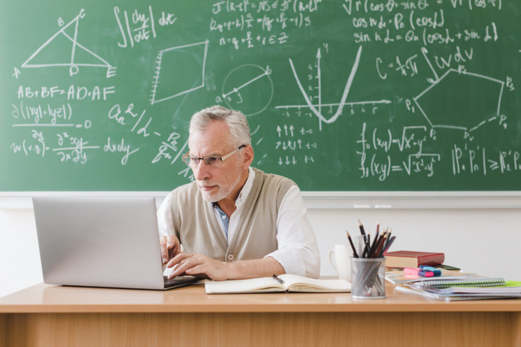 Tutor teaching Math at a distance via laptop