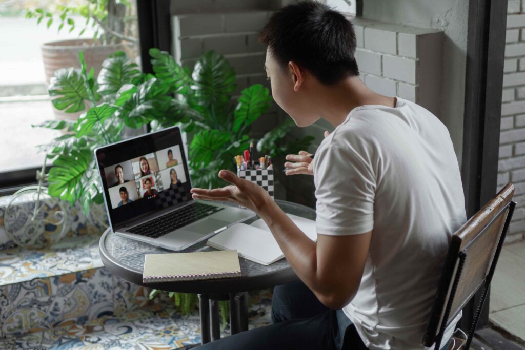 Student in a virtual classroom