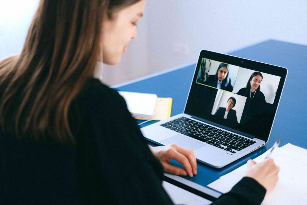 Girl making an online presentation