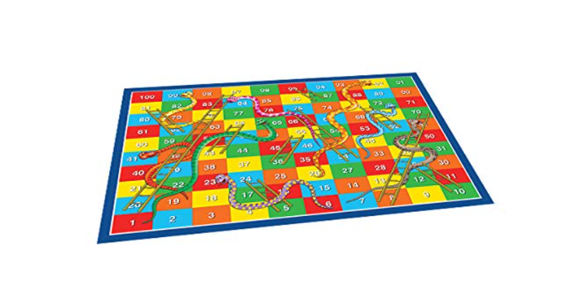 Snake and ladders game board
